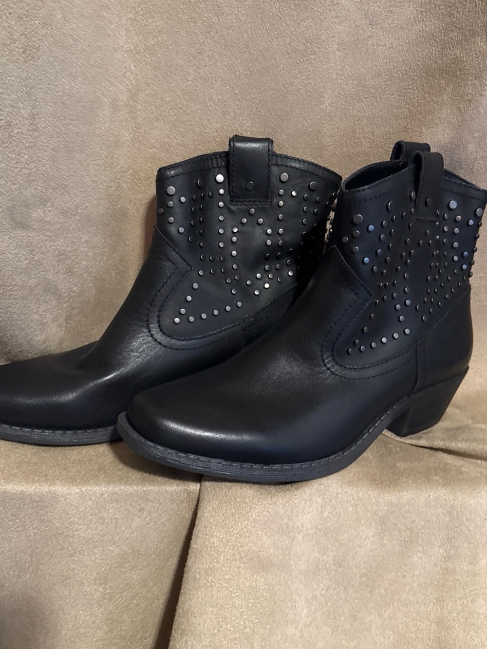 Dingo Black Studded Leather Ankle Boots - Women's
